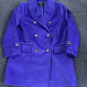 Ann Taylor Pea Coat Womens Medium Purple Wool Double Breasted Lined Pockets